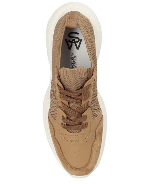 Stuart Weitzman Brown 505 Mesh Lace-up Sneakers