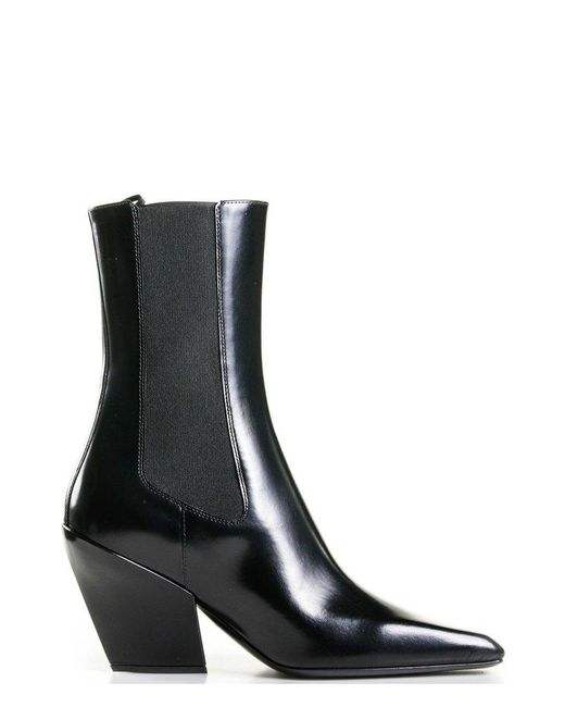 Prada Pointed Toe Slip-on Ankle Boots in Black | Lyst