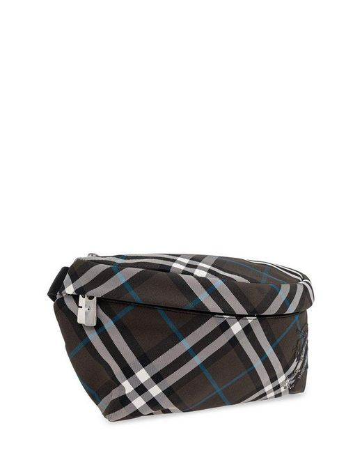 Burberry Checked Ekd Motif Belt Bag in Black for Men | Lyst