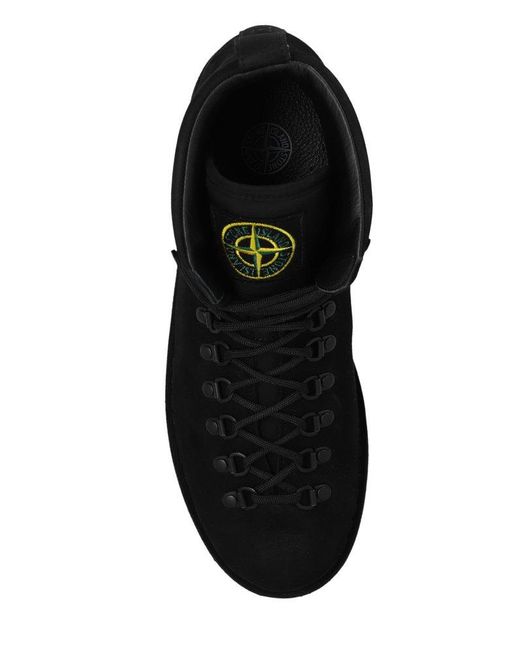 Stone Island Black Lace-Up Ankle Boots for men