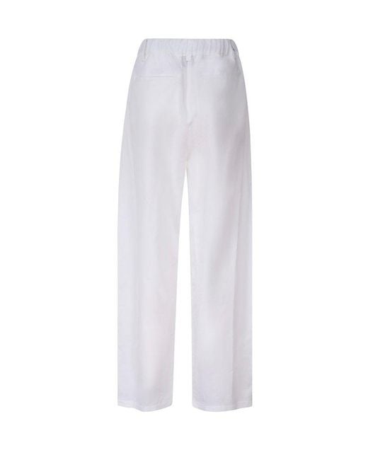 Pinko White High-waisted Barrel-leg Trousers