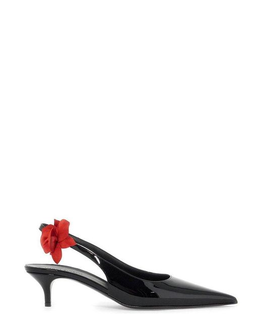 Magda Butrym Black Slingback Rose Kitten Heels