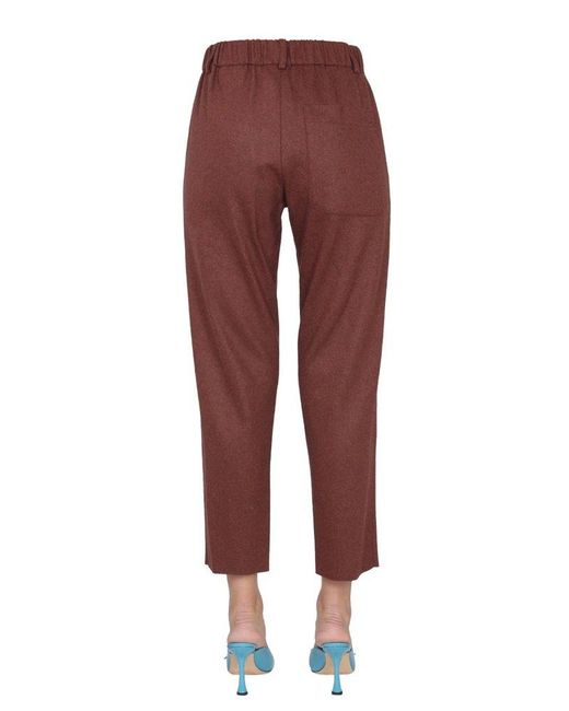 Alysi Red Belt-looped Pocketed Trousers