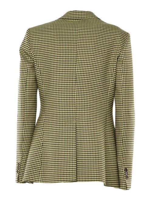 P.A.R.O.S.H. Green Double Breasted Houndstooth Blazer