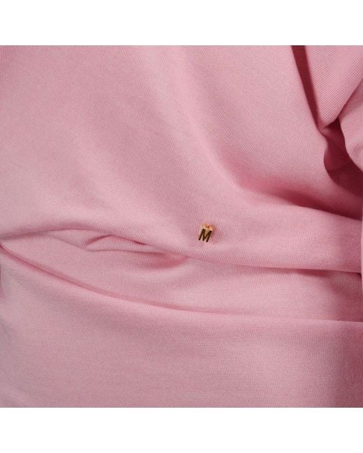 Moschino Pink Asymmetric One-Shoulder Knitted Top