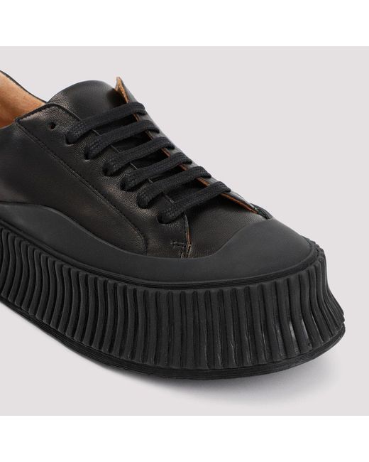 Jil Sander Black Platform Lace-up Sneakers