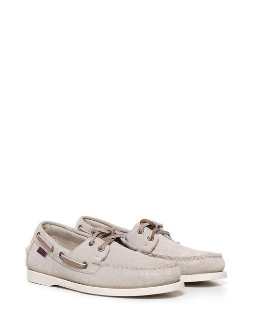 Sebago White Portland Flesh Out Lace-up Boat Loafers for men