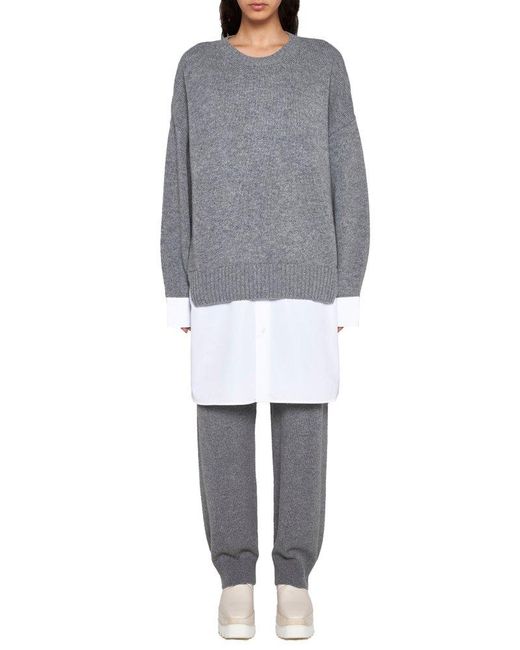 Stella McCartney Gray Wool And Poplin 2-in-1 Sweater