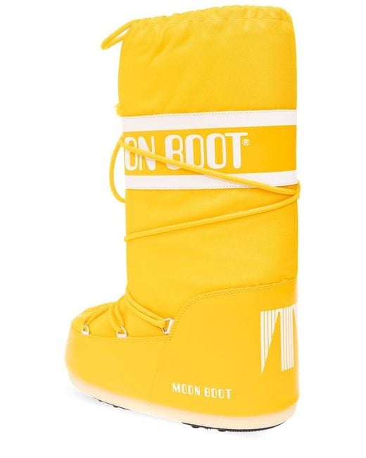Moon Boot Yellow Icon Logo Printed Lace-up Snow Boots for men