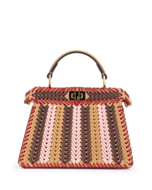 Fendi Red Peekaboo Iseeu Braided Tote Bag