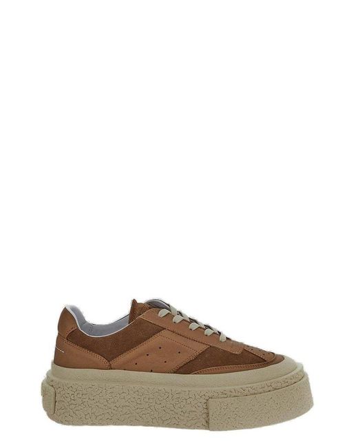 MM6 by Maison Martin Margiela Brown Panelled Lace-up Sneakers