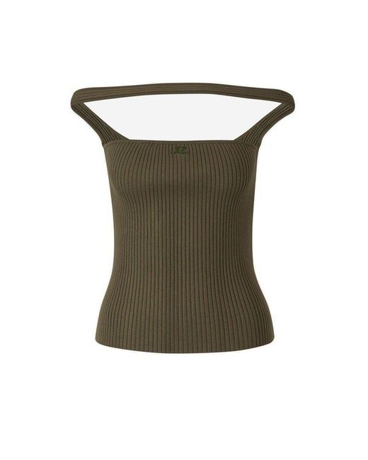 Courreges Green Hyperbole Ribbed Knit Top