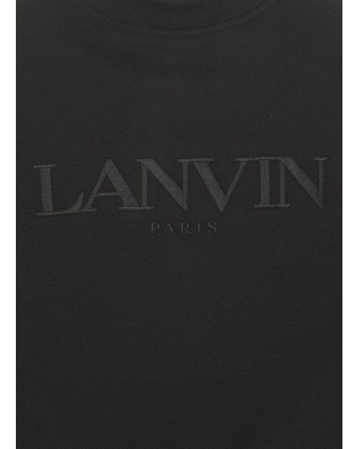 Lanvin Black Curb Lace Embellished Crewneck Sweatshirt for men
