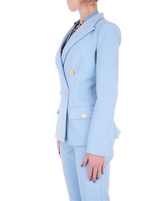 Elisabetta Franchi Blue Double-breasted Buttoned Blazer