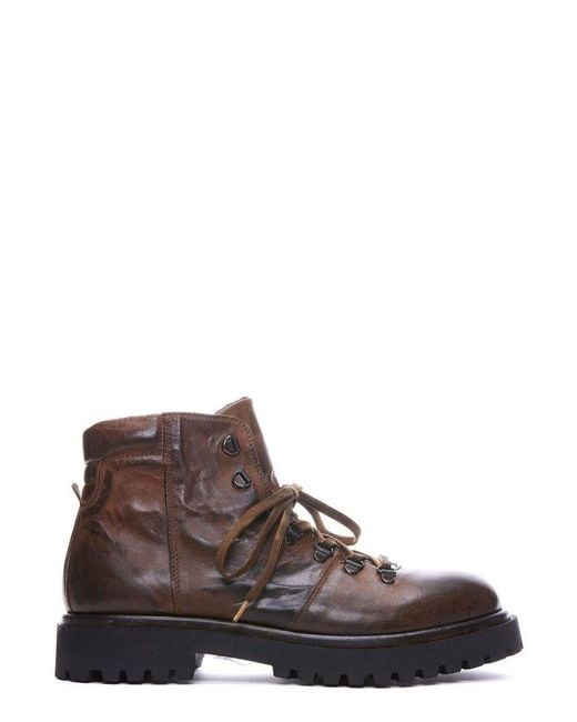 Pawelk's Brown Chunky-sole Lace-up Ankle Boots for men