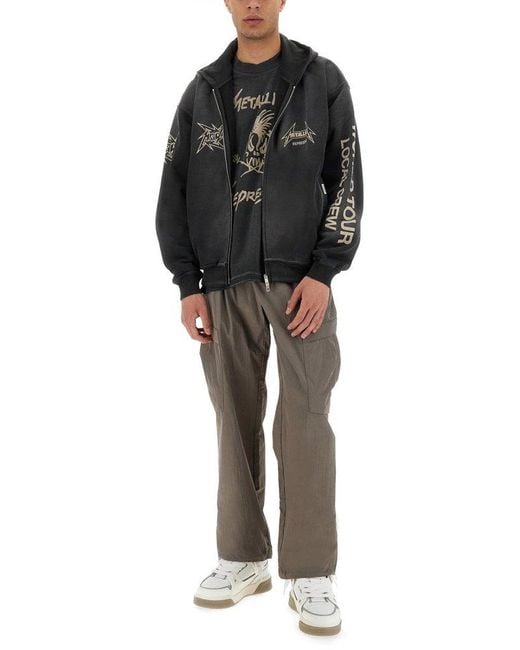 Represent Black Oversized Zip-Up Hoodie With Bold Graphics