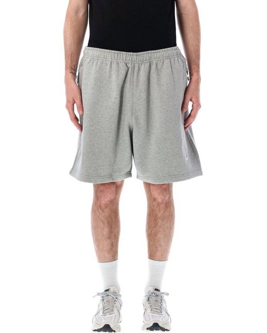 Nike Gray Solo Swoosh Embroidered Fleece Shorts for men