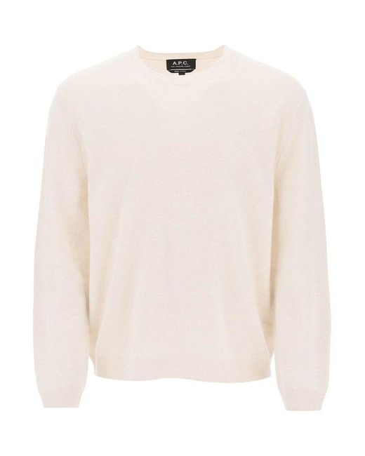 A.P.C. White Matt Loose Fit Wool Sweater for men