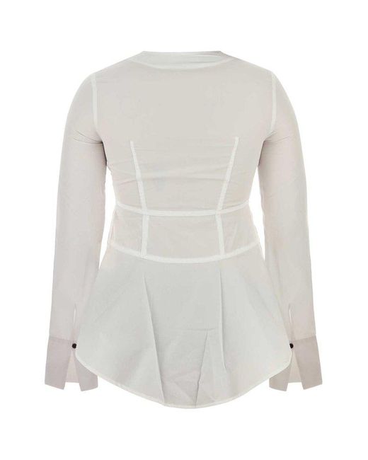 Co. White Long Sleeve Peplum Top