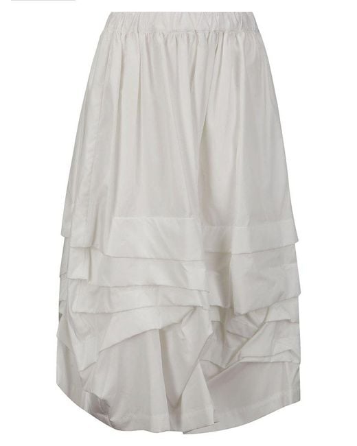 Comme des Garçons White Asymmetric Hem Ruffled Skirt