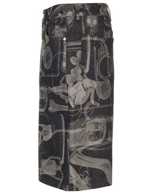 Off-White c/o Virgil Abloh Gray Xray Jacquard-print Denim Shorts for men