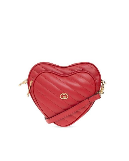 Gucci GG Supreme Heart Shaped Coin Pouch Red