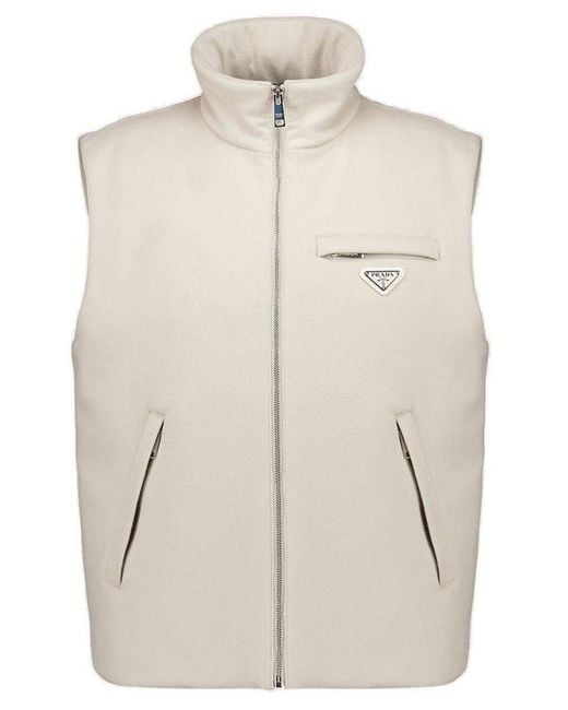 Prada Natural Logo-Triangle Zip-Up Gilet for men