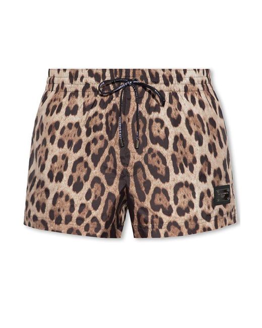Dolce & Gabbana Multicolor Leopard Printed Swim Shorts for men