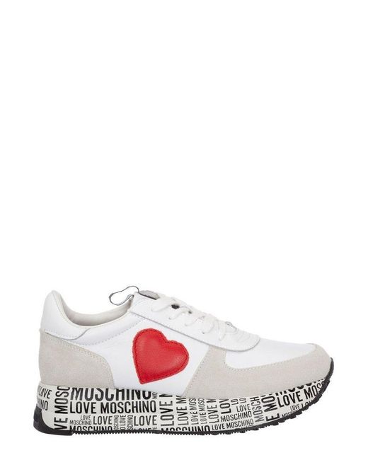 moschino logo leather platform sneakers