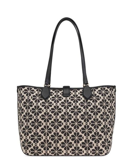 Kate Spade Black Spade Flower Jacquard Medium Open Tote Bag