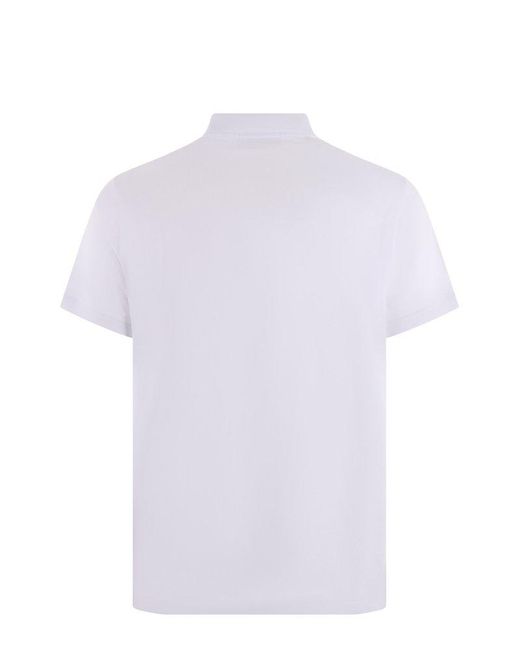 Stone Island White Piqué Slim Fit Polo Shirt for men