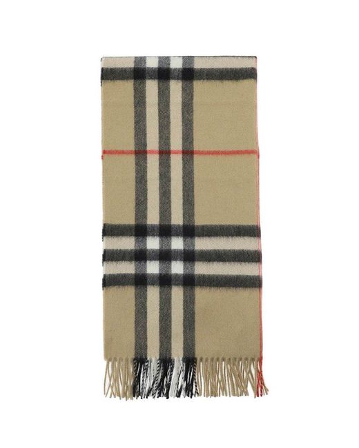 Burberry Check Cashmere Scarf in Green | Lyst