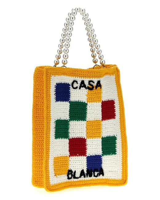 Casablancabrand Multicolor Cotton Mini Crochet Square Hand Bags