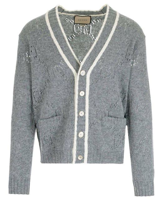 Gucci Gray Gg Cardigan for men
