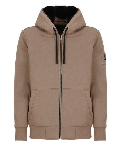 Moose Knuckles Zipup Drawstring Hoodie in Brown for Men Lyst