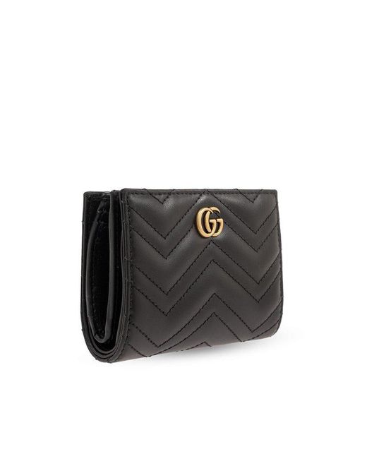 Gucci Black Gg Marmont 2.0 Embellished Matelassé Leather Wallet