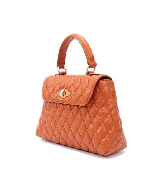 Ballantyne Orange Chain-linked Quilted Tote Bag