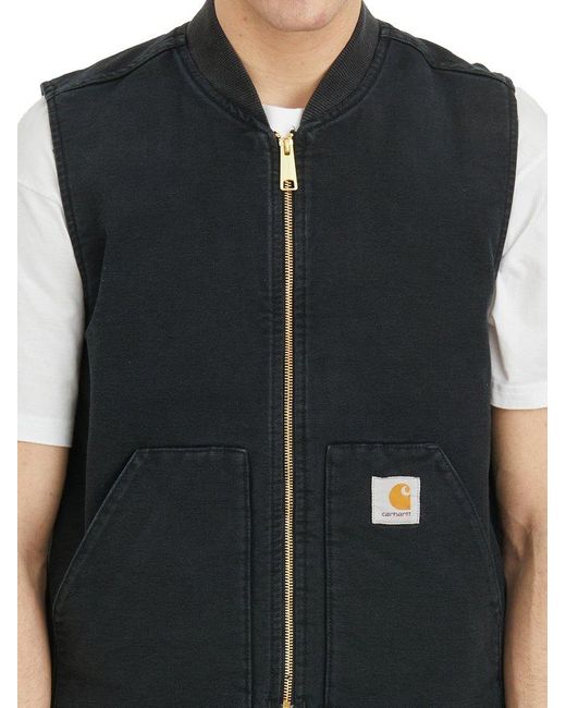 Carhartt Black Logo Patch Zipped Gilet for men