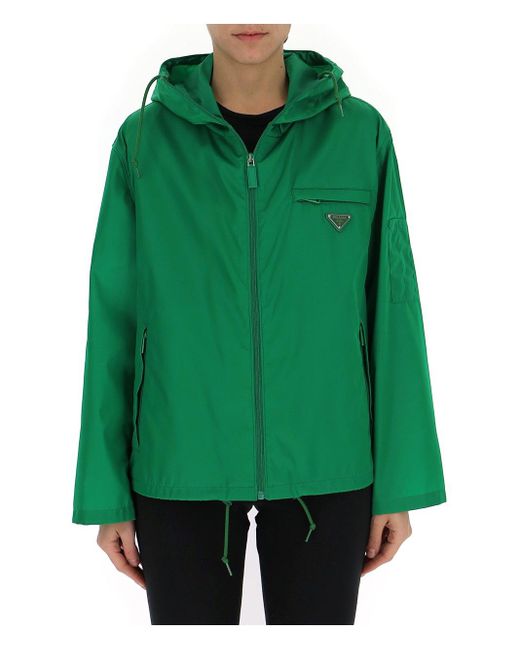 Prada Green Logo Hooded Jacket