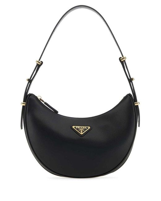 ショルダーバッグ・ポシェット PRADA LOGO SHOULDER BAG Prada Logo-Plaque Zipped Shoulder Bag in Black | Lyst