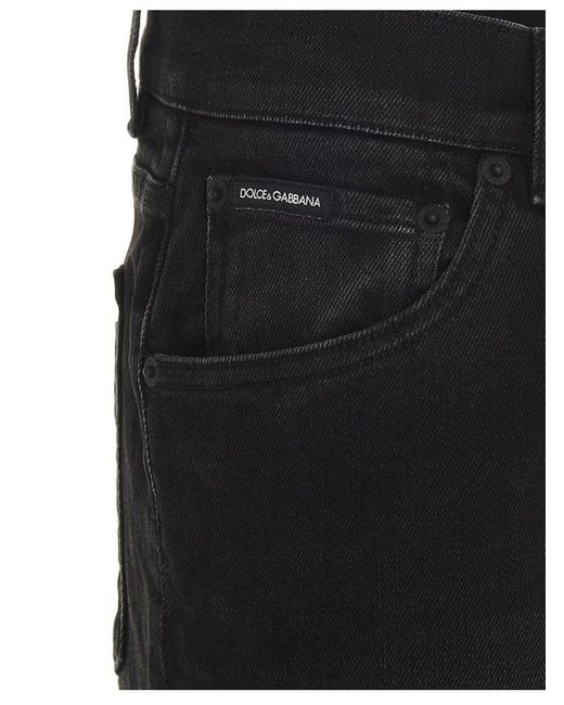 Dolce & Gabbana Black Logo Patch Jeans for men