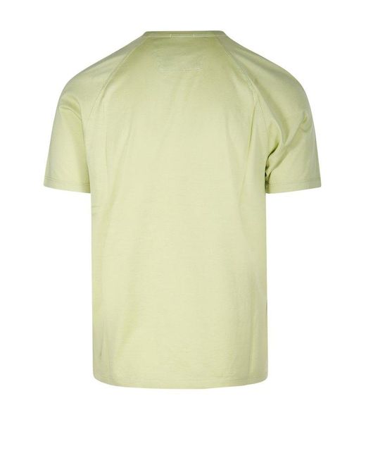 C P Company Yellow Logo Printed Crewneck T-Shirt for men