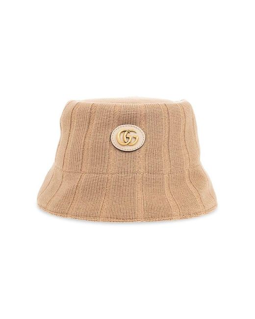 Gucci Natural Bucket Hat With Logo,