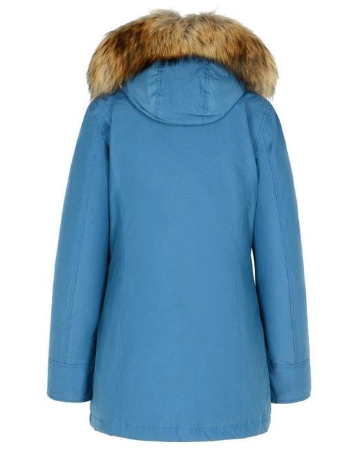 Woolrich Blue Arctic Fur-Trimmed Hooded Parka