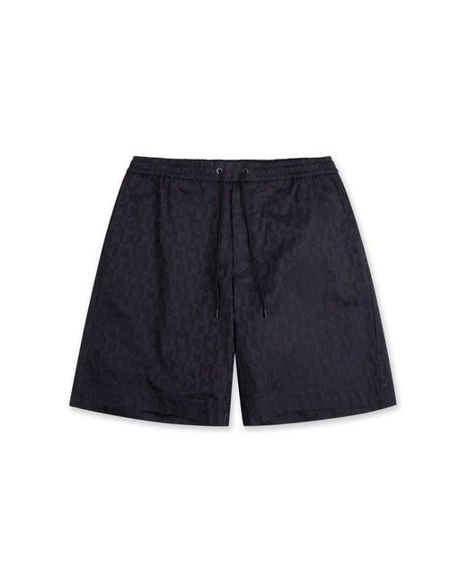 Moncler Blue All-Over Pattern Drawstring Shorts for men