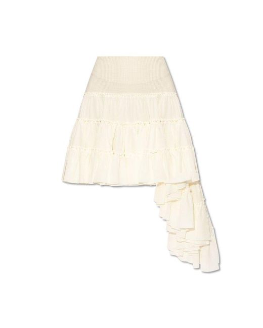 Loewe White Silk Skirt,
