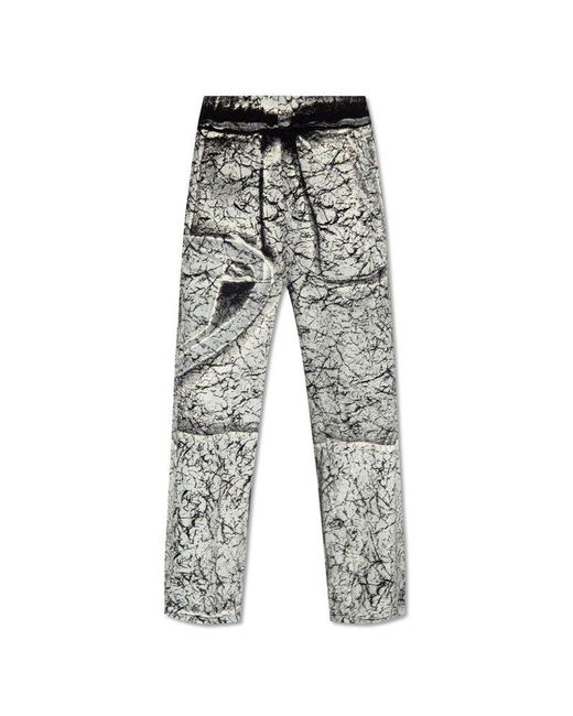 DIESEL Gray Oval D Cracked-paint Effect Cargo Pants for men
