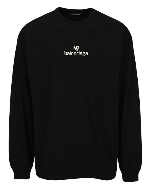 Balenciaga Black Sponsor Print Long-sleeve T-shirt for men