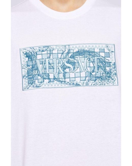 Versace White Embroidered T-shirt, for men
