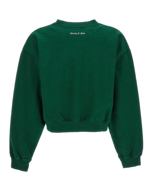 Sporty & Rich Green Wellness Club Cropped Sweatshirt